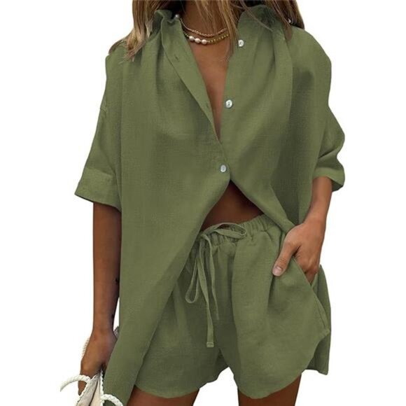 2 Piece Outfit Summer Short Sleeve Top and Shorts Sweatsuit Set - Picture 7 of 7